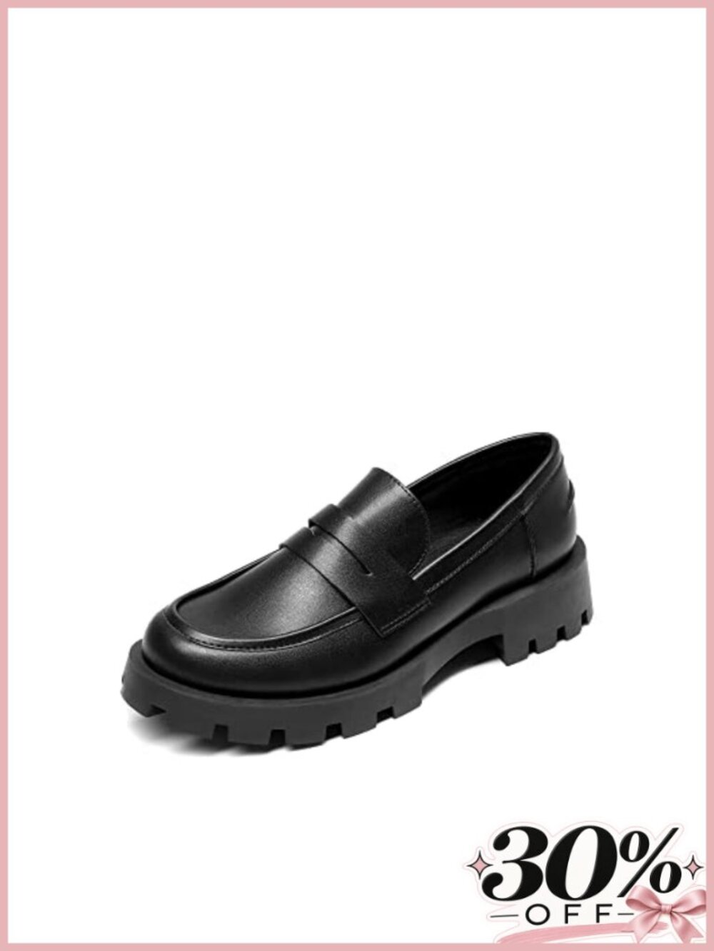 Women's Platform Lug Sole Penny Loafers Faux Leather Slip-On Business Casual